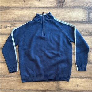 Men's Navy Blue Sweater with Gray Stripes